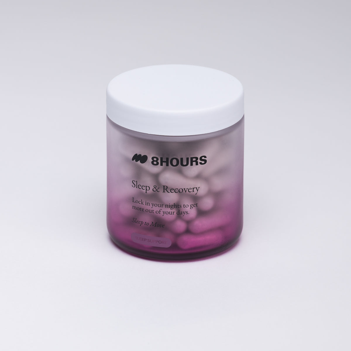 8hours Bedside Sleep Jar – premium glass jar designed to store your sleep supplements bedside