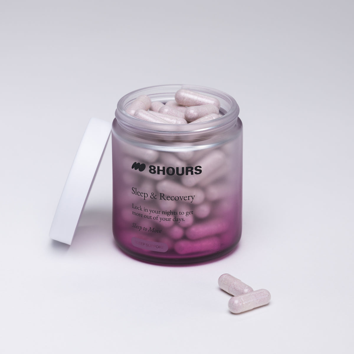 8hours Bedside Sleep Jar – airtight glass supplement container for your nightly sleep ritual